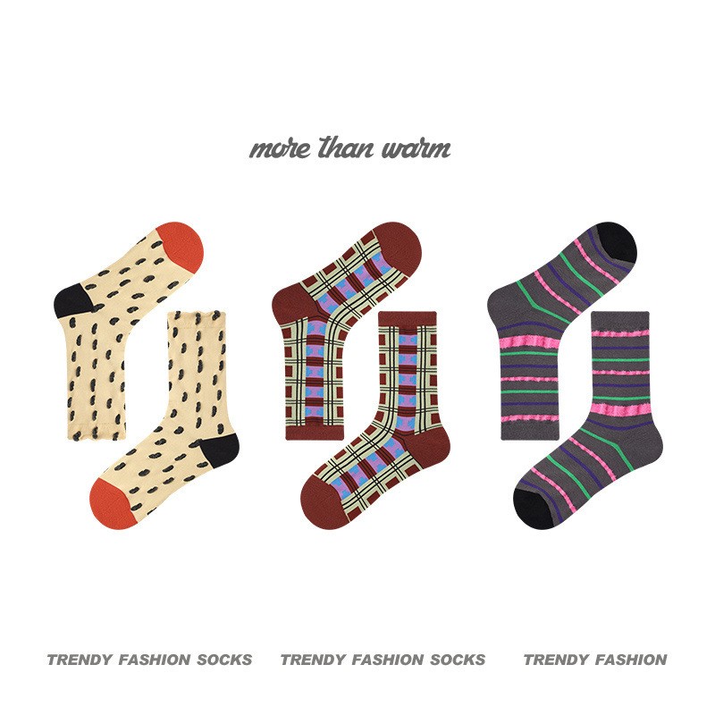 Classic Contrast Color Plaid Warmth Retention Material Tube Socks