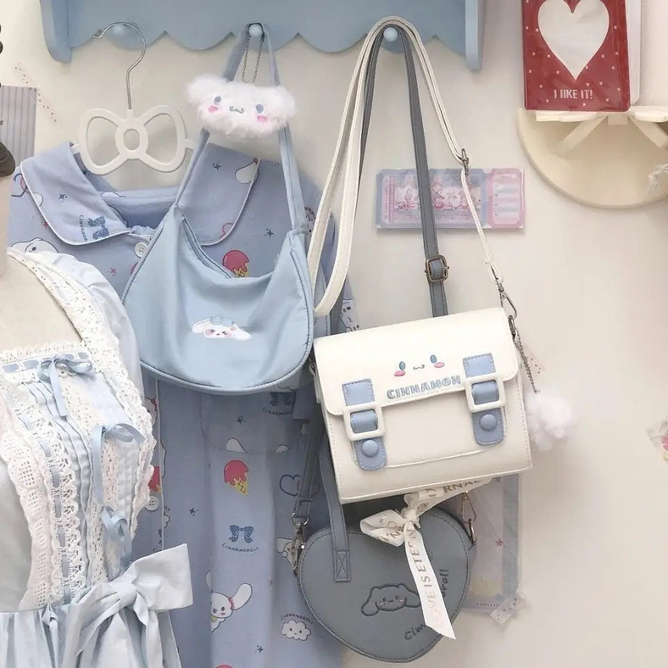 PU Handbag - Hello Kitty & Cinnamoroll Fashionable Crossbody Bag, Kawaii Outdoor Shoulder Bag, Ideal Gift