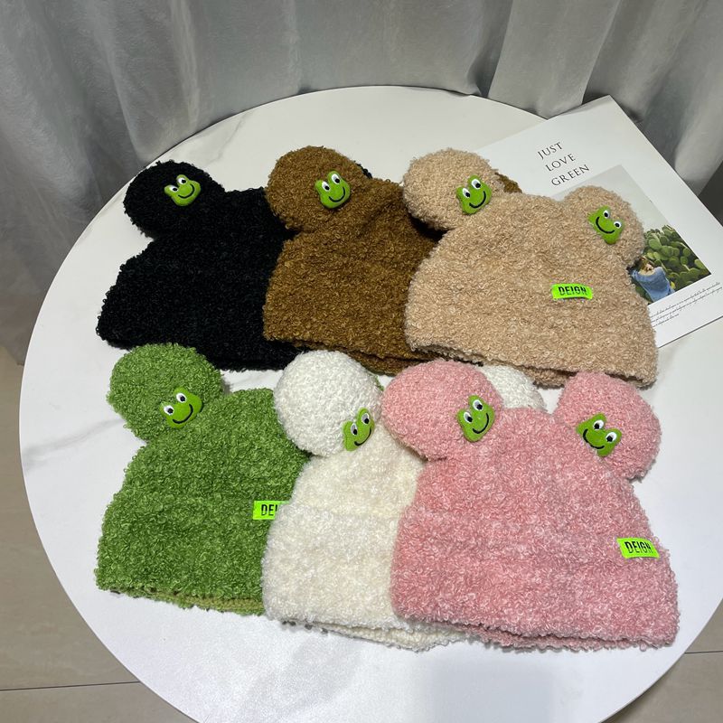 Japanese Cartoon Cute Frog Lambswool Bun Head Hat