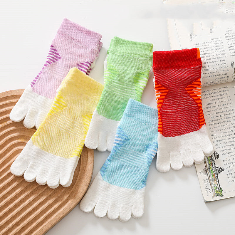 5 Pairs Of Women's Sports Mesh Five Finger Socks Breathable
