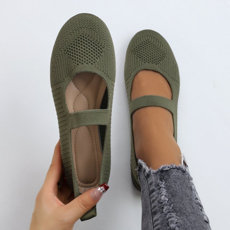 Round Head Comfortable Flat Casual Shallow Mouth Flying Woven Pumps