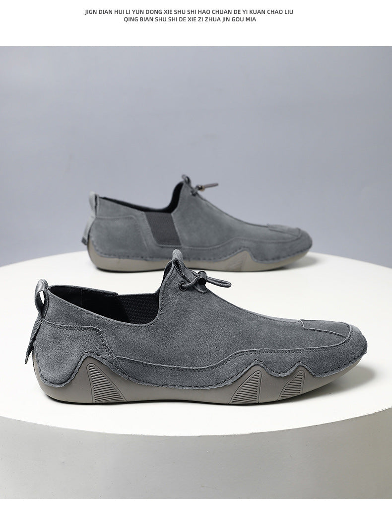 Herresko i læder, afslappede, åndbare, slip-on