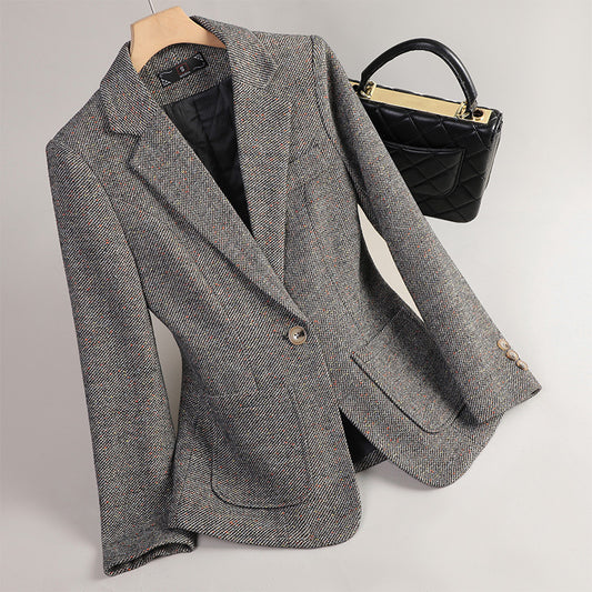 Women's Woolen Quilted Suit Jacket Thick Suit