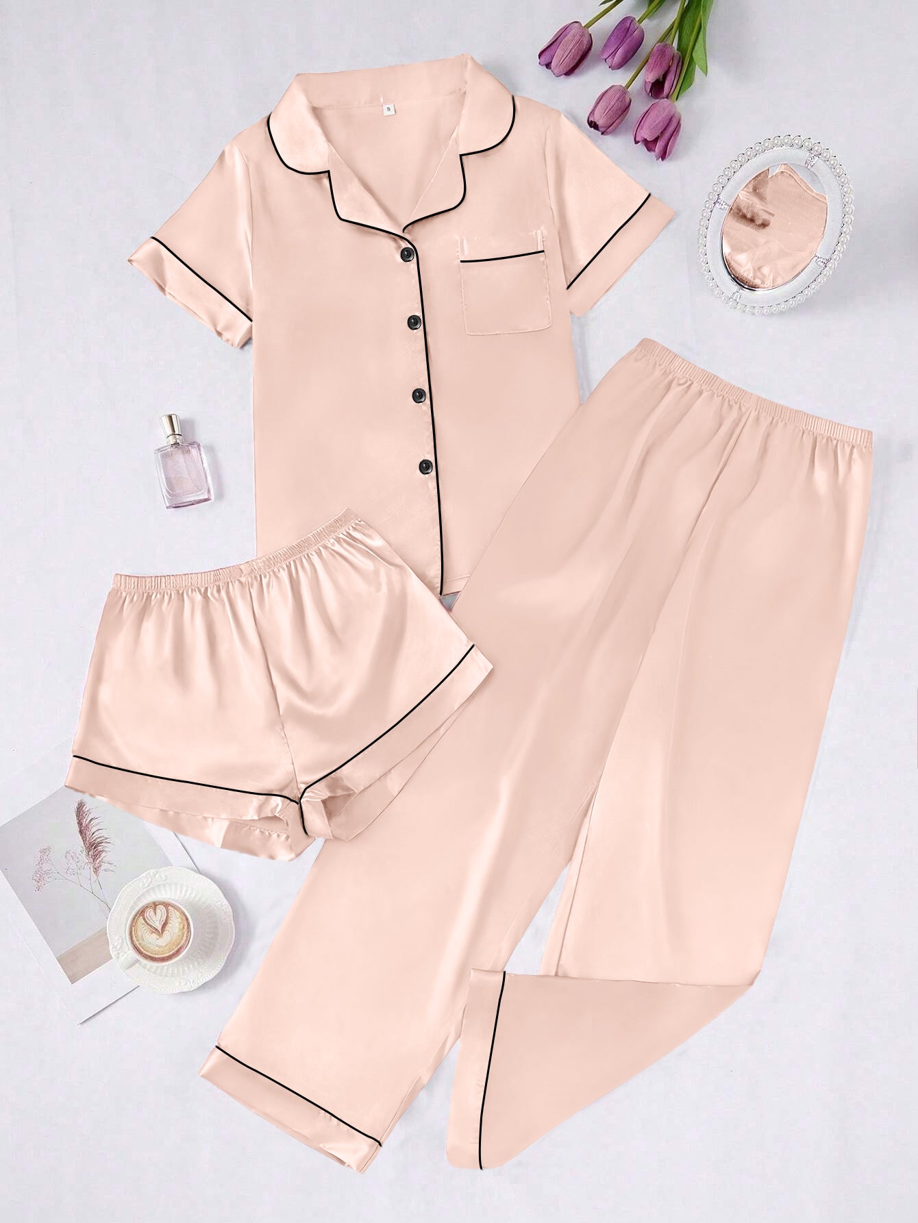 Long Pantssmooth-surface Womens Loungewear Set In French Style