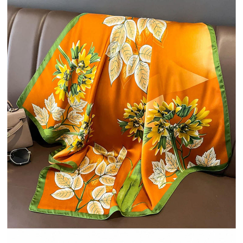 New Dopamine-print Silk Scarf For Women