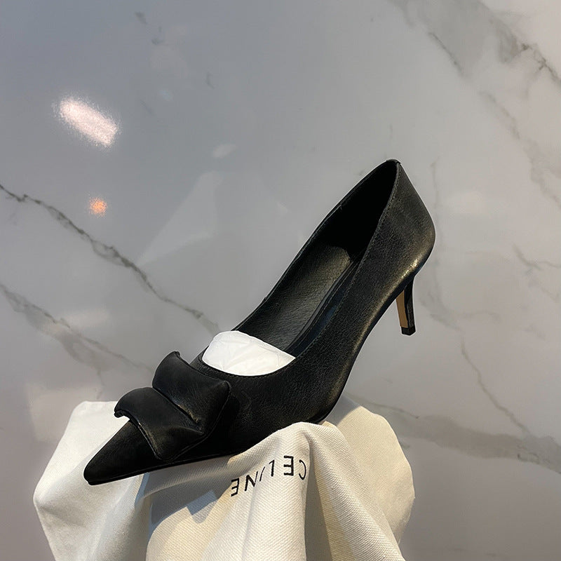Spring New Cowhide Simple Fashion Single Shoes
