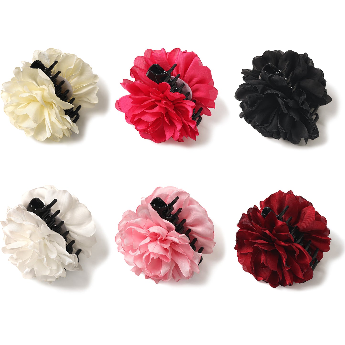 Female Minimalist French Satin Camellia Large Gripper