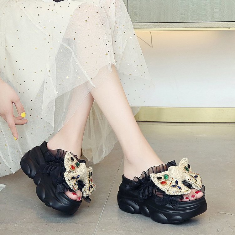 Women's All-match Platform Sandals And Slippers With Bowknot
