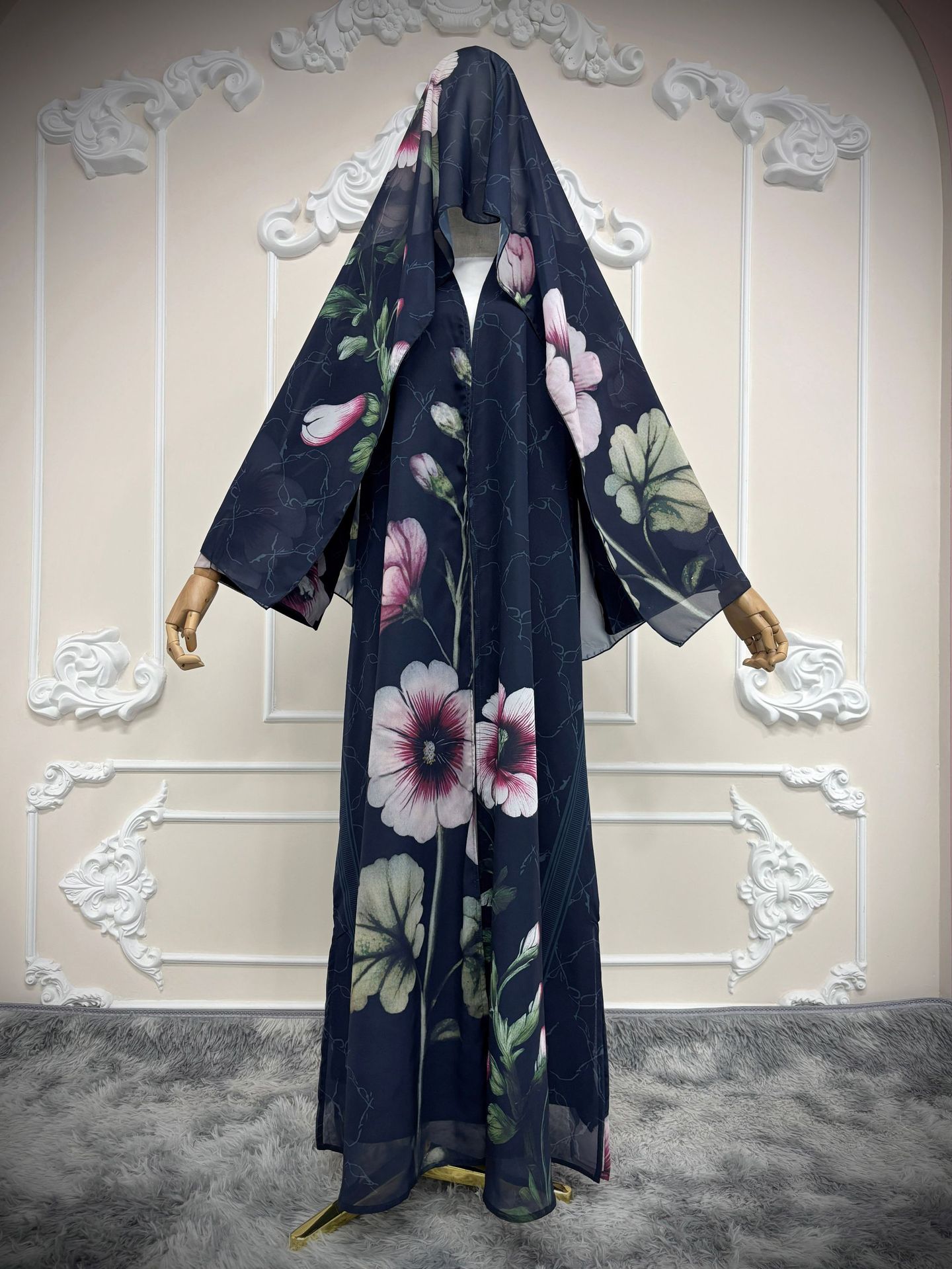 Middle Eastern Printed Robe-cardigan Headscarf Dubai