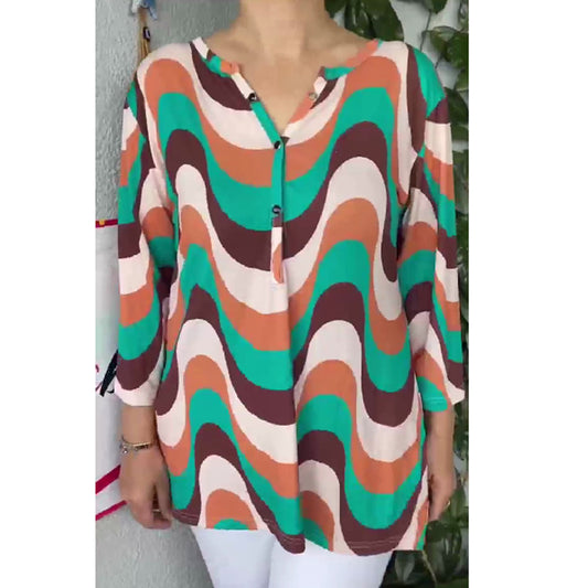 Womens Printed Short-sleeve T-shirt Top