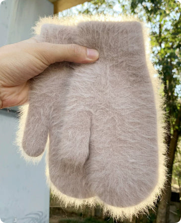 Rabbit fur warm gloves