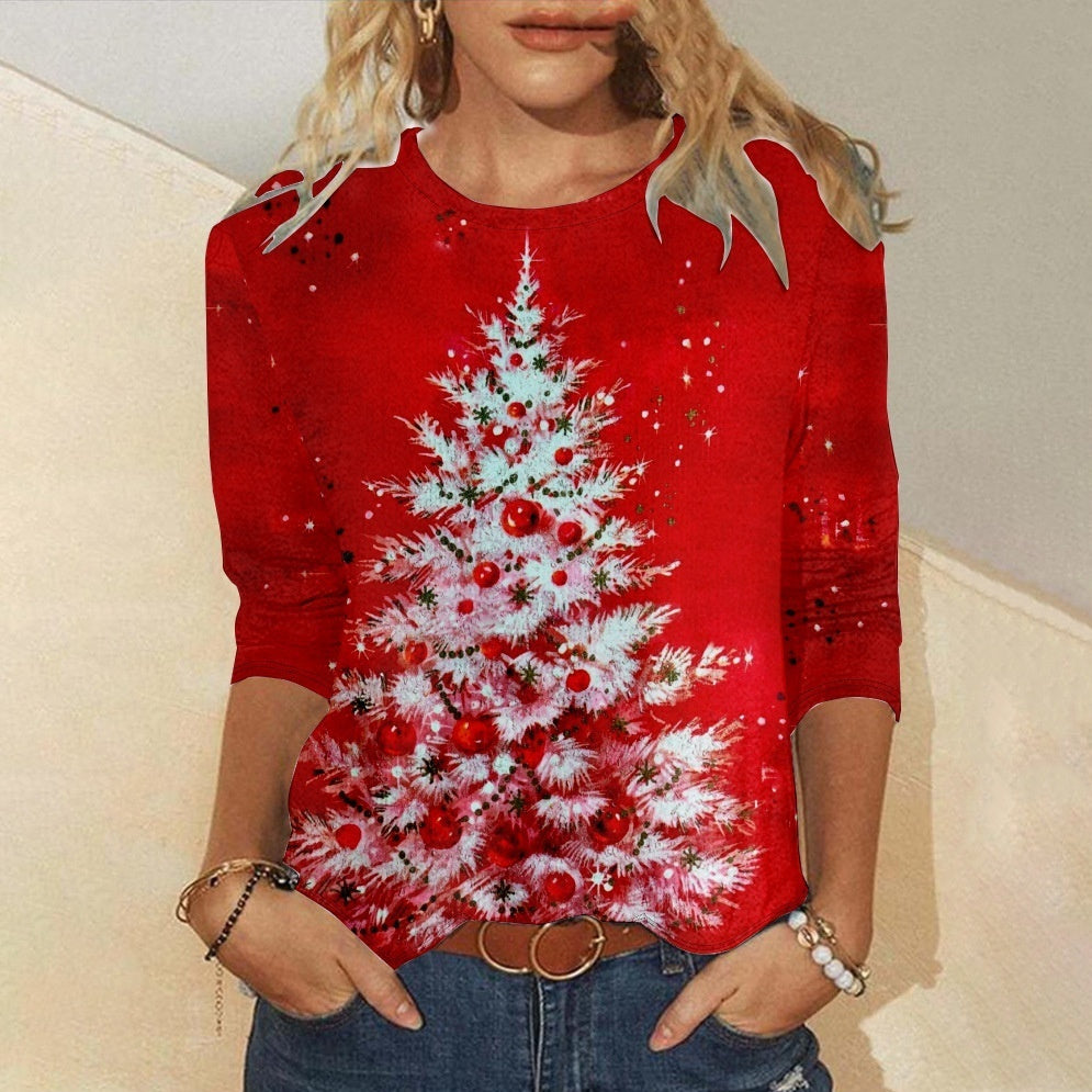 Women's Round Neck Long Sleeve Sweater Creative Christmas