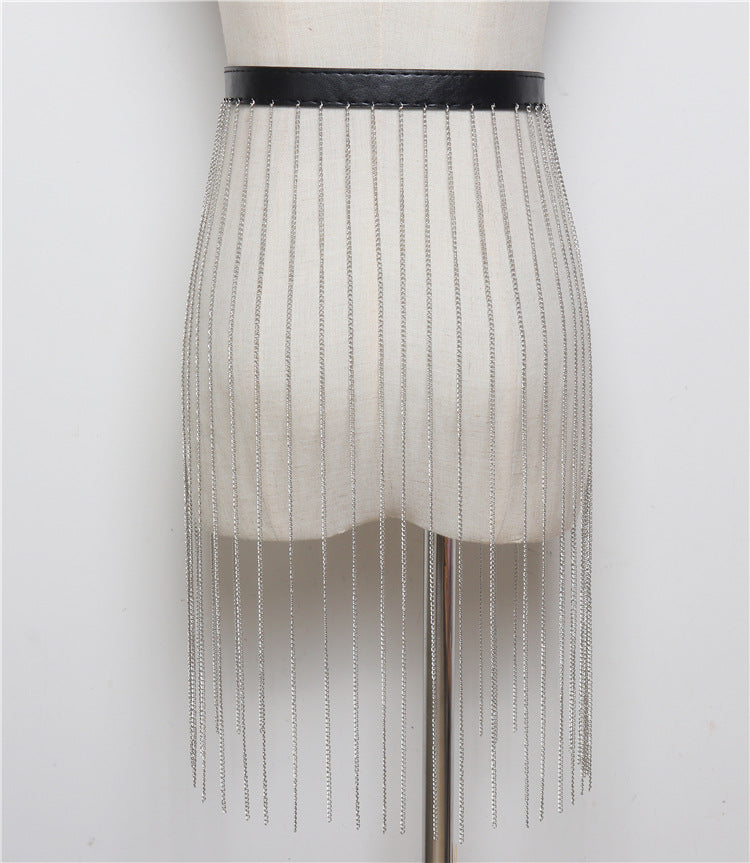 Concave Shape Versatile Long Tassel Chain Belt
