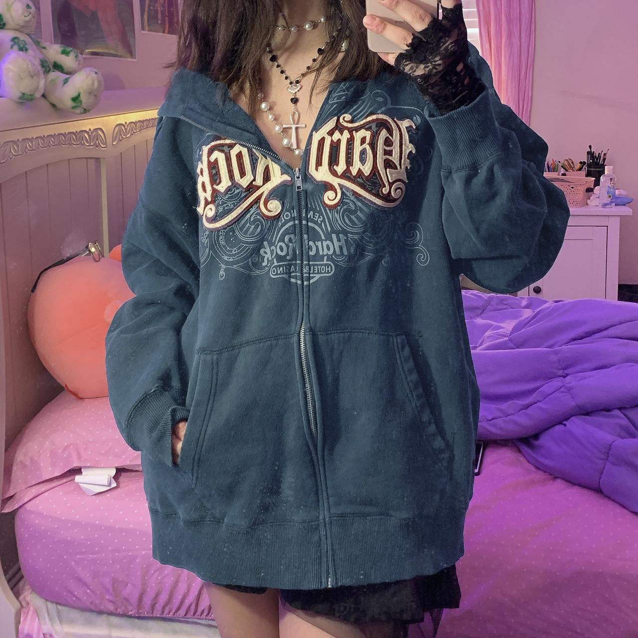 Digital Printing Autumn And Winter Digital Letters Three-dimensional Embroidered Sweater Coat