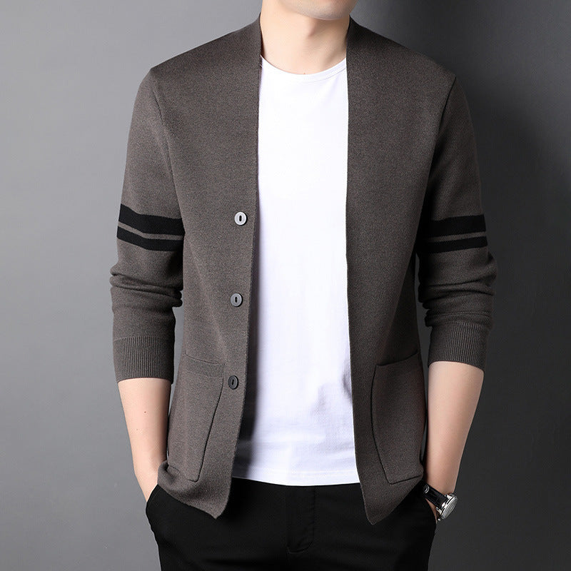 Mens Versatile Solid-color Knitwear For Business And Casual Wear