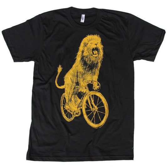 Bicycling Lion Shirt Screen-Printed Unisex Shirt
