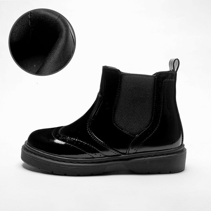Solid Color Black Girls Short Boots Side Zipper