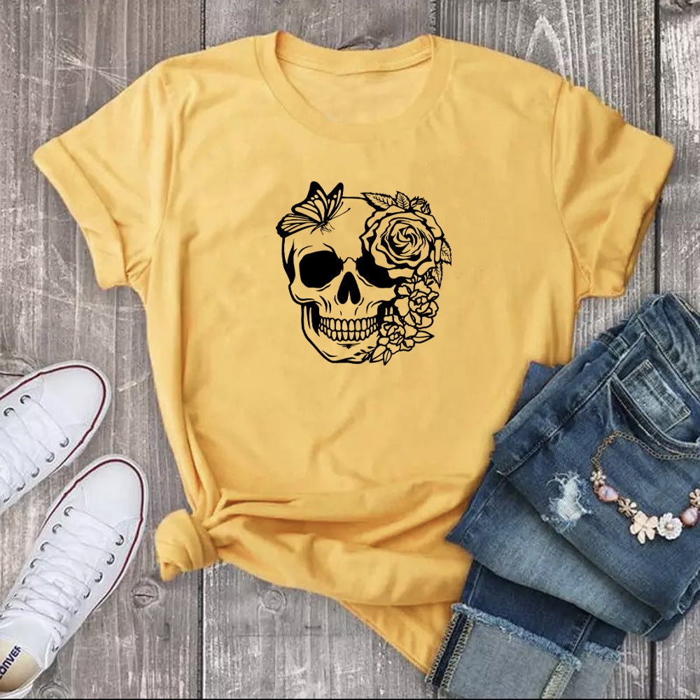Women's Fashion Print Letter Short Sleeve Top