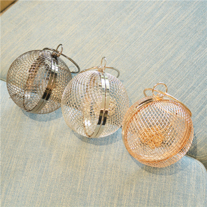 Women's Metal Hollow Spherical Dinner Bag