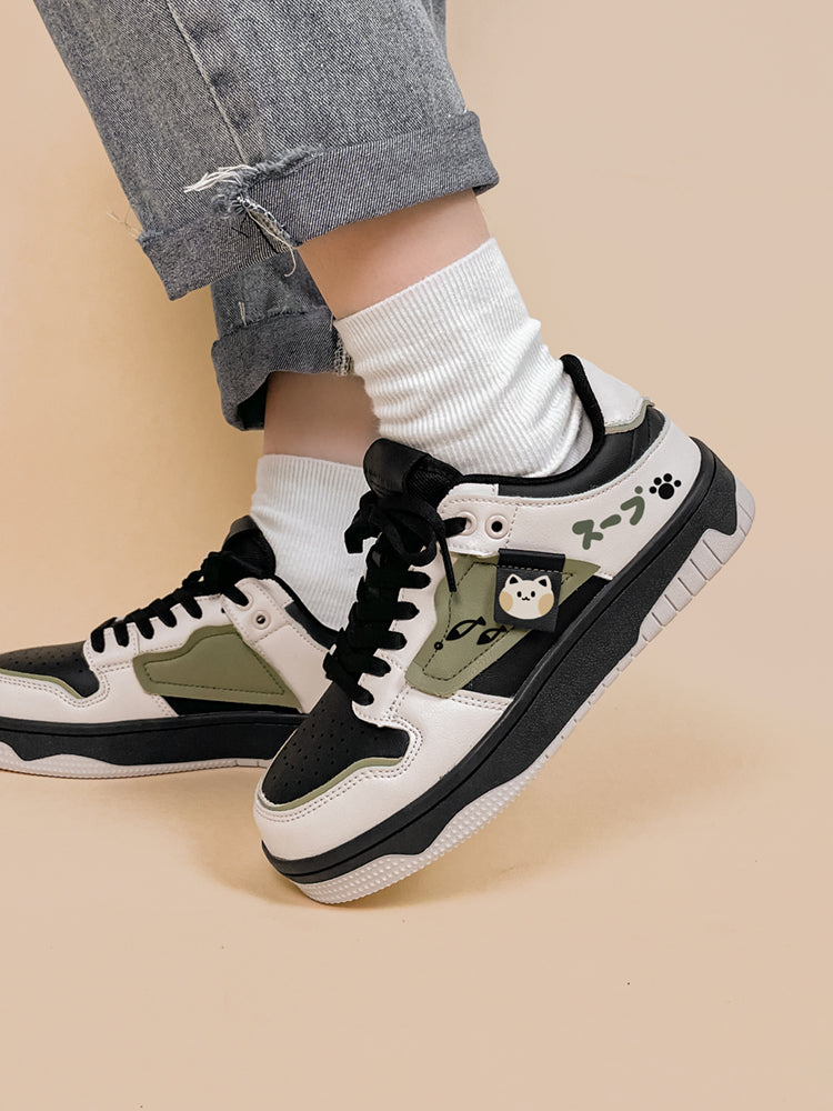 Color-blocking Flat Sports Casual Low-top Board Shoes