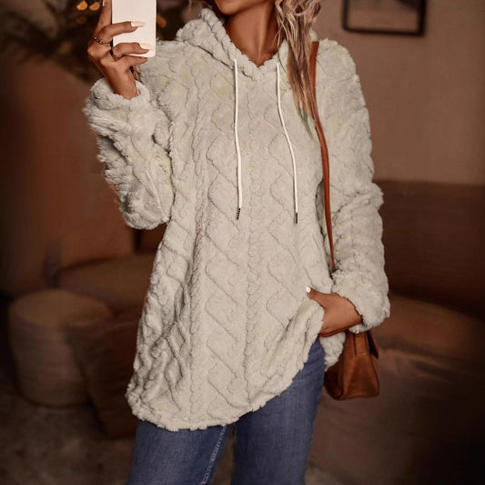 Fall Winter Hooded Solid Color Pullover Long Sleeve Casual Coat