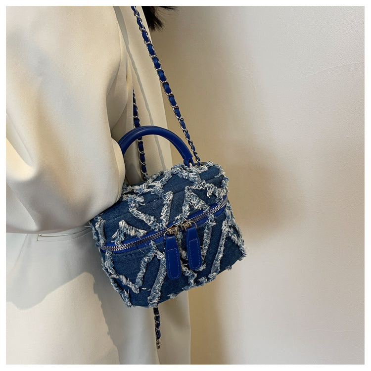 Tassel Box Portable Square Pouch Women's Chain Shoulder Messenger Bag