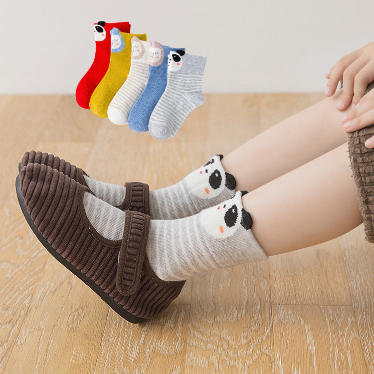 Double Layer Luokou Cartoon Panda Boys And Girls Baby Cotton Socks