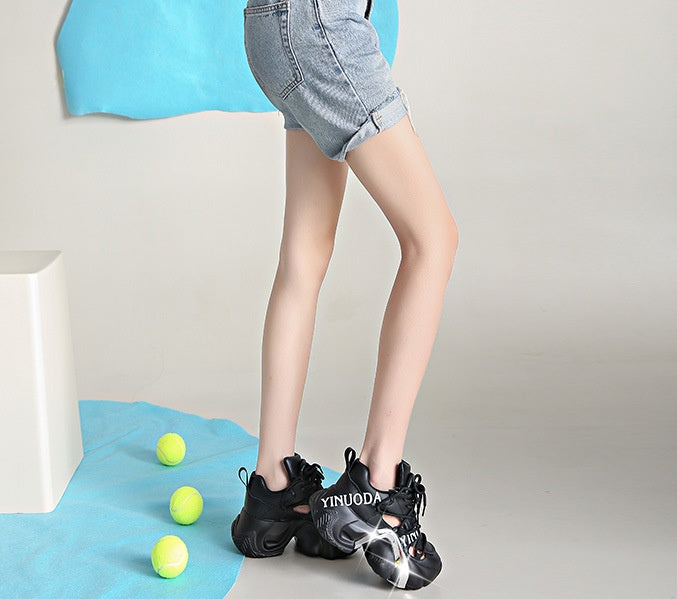 New Leather Hollowed Out Daddy Shoes Lady
