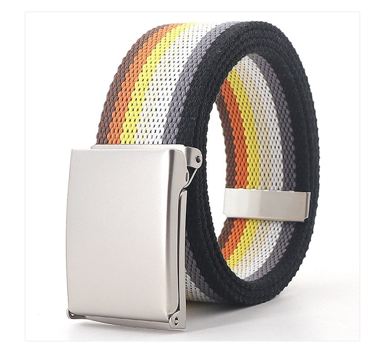 White Military Buckle Colored Belt Men's And Women's Canvas Denim Waistband