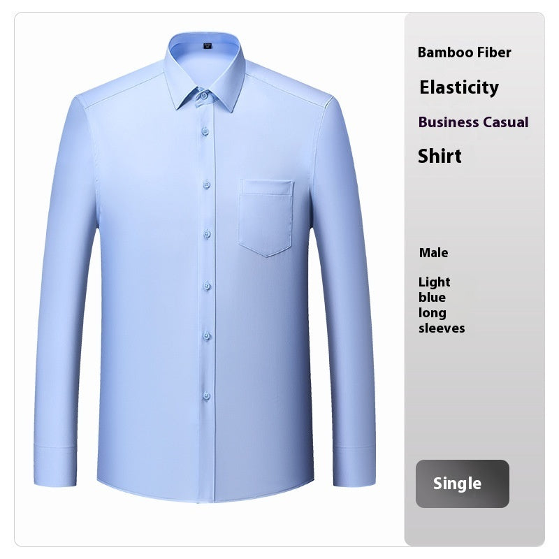 Bamboo Fiber White Shirt Men's Professional Short Sleeve