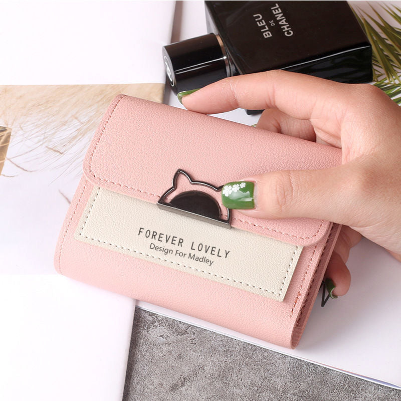 Small Purse Female Short Style Folding Personality Student Mini Money Clip
