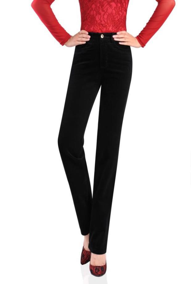 High Waist Straight Leg Corduroy Women Trousers