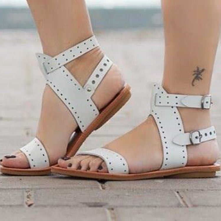 Summer New Toe Low Top Flat Sandals Foot Ring Strap Casual Women's Shoes