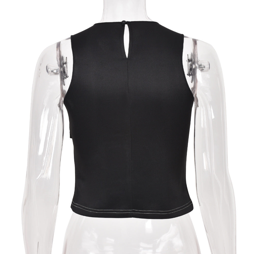 Women's Summer New Cutout Stitching Crop Top