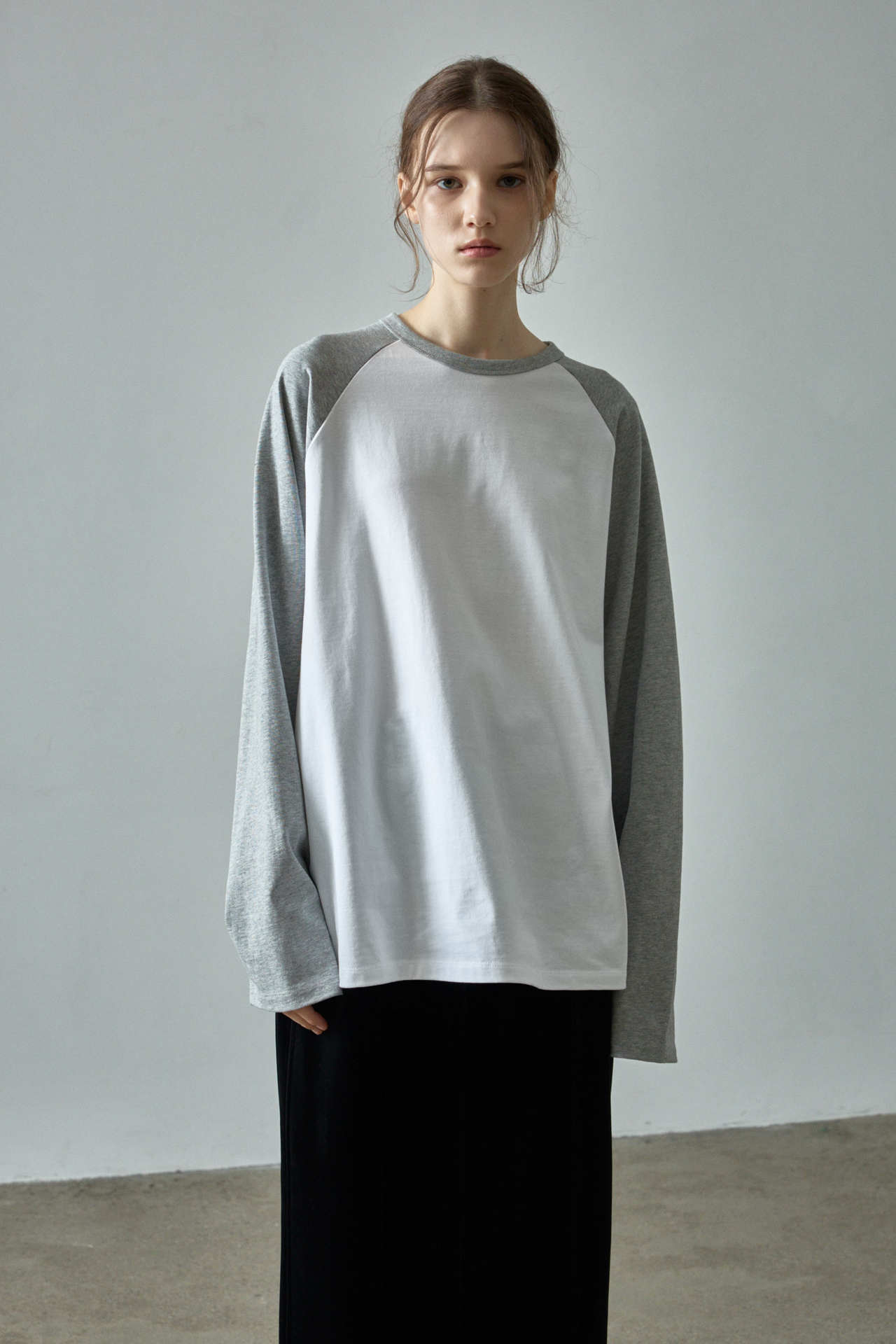 Casual Fashion Color Contrast Loose Round Neck Raglan Long Sleeve