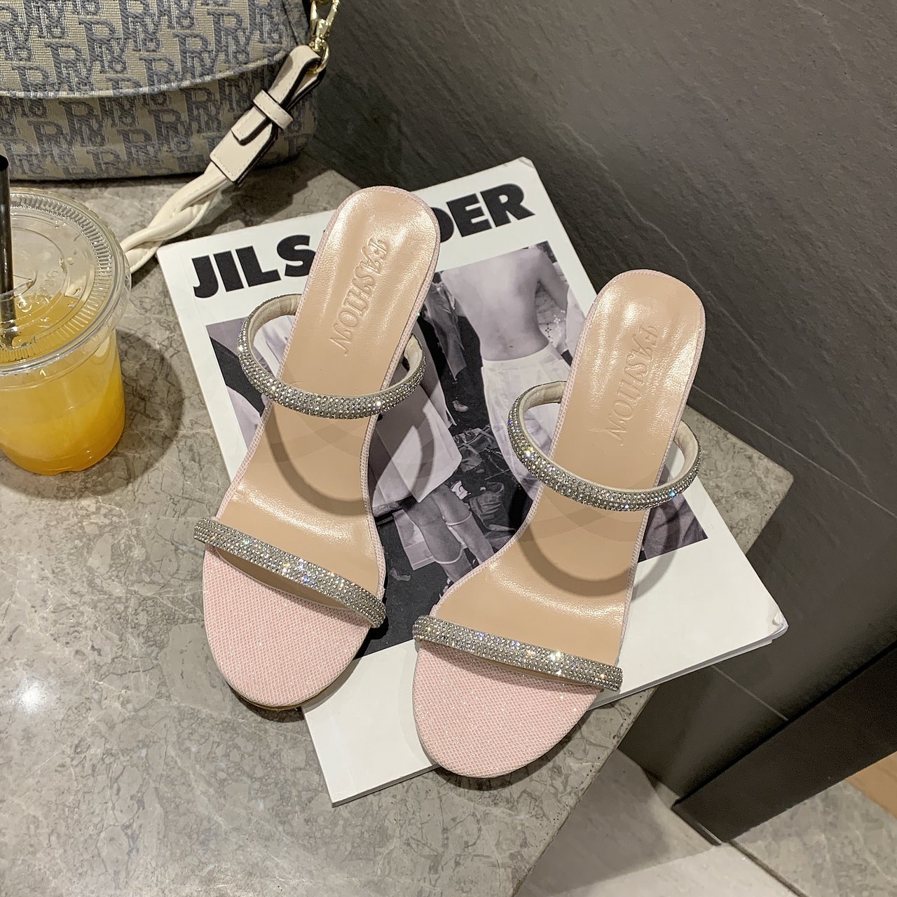 Women's High-heeled Sandals And Slippers With Rhinestones