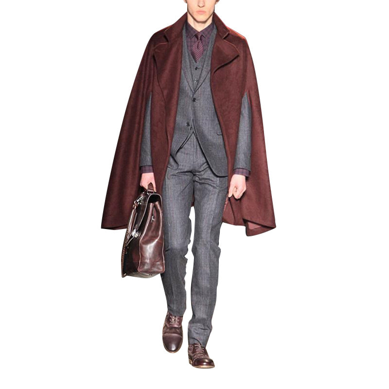Men's Fashion Loose Casual Mid-length Cloak Coat