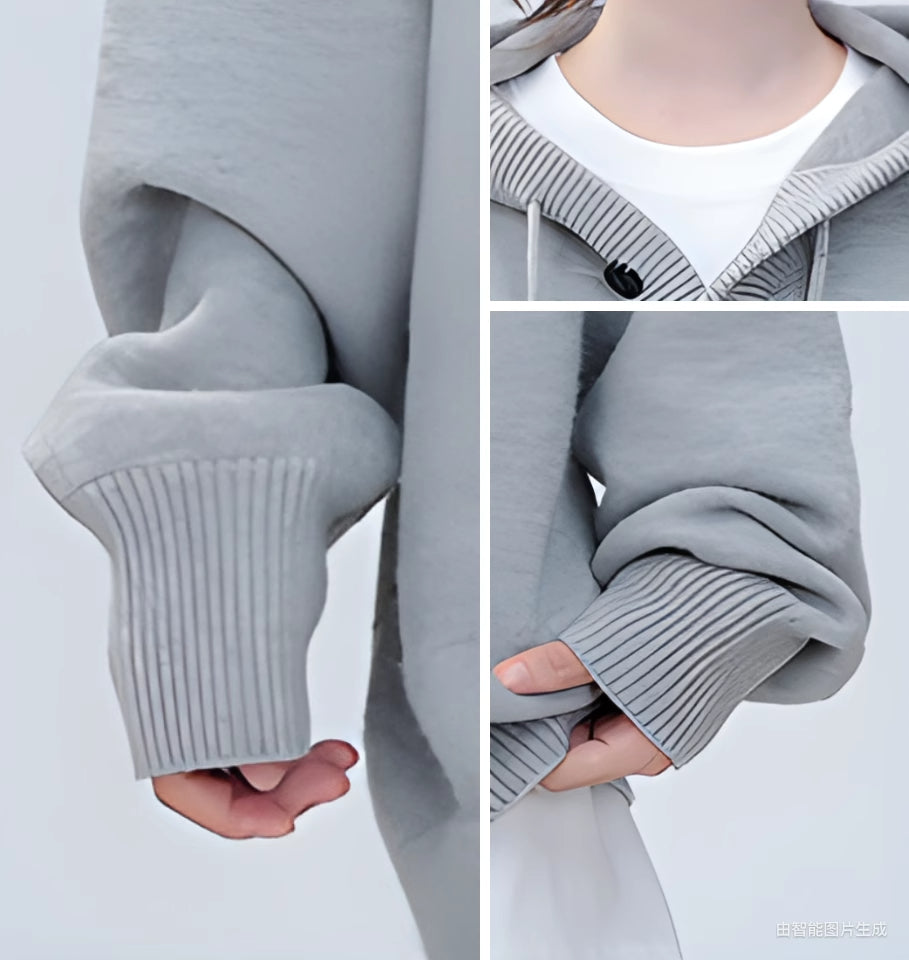Hooded Sweater Half Cardigan Knitwear