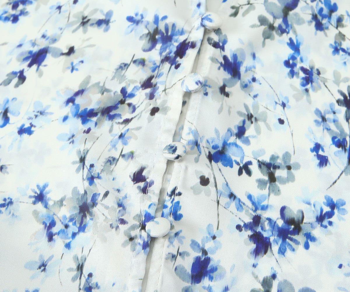 Spring New Women's Floral Shirt High Waist Skirt Suit