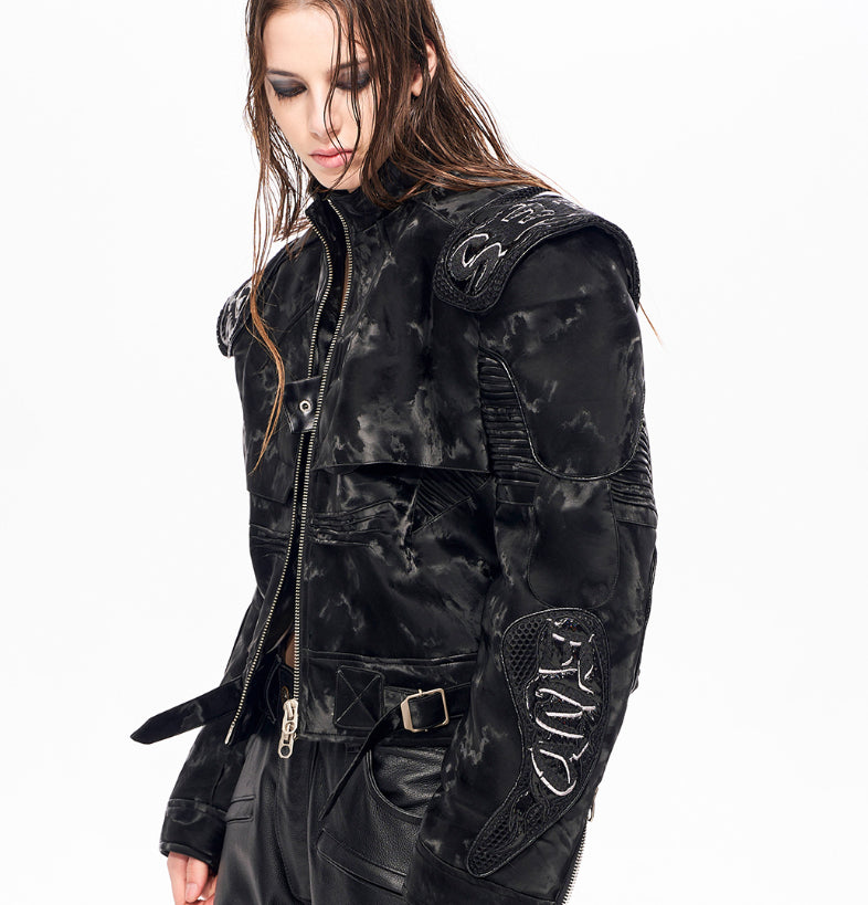 Punk Black Motorcycle Leather Jacket