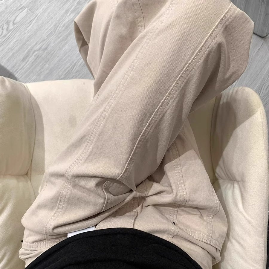Beige Abrikos Splejsning Profil Lige Cargo Bukser