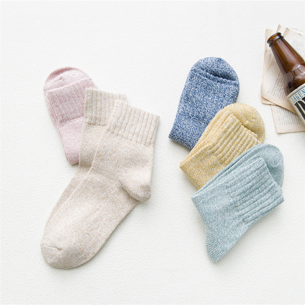 Autumn And Winter Thickened Keep Warm Pure Color Parallel Women's Socks