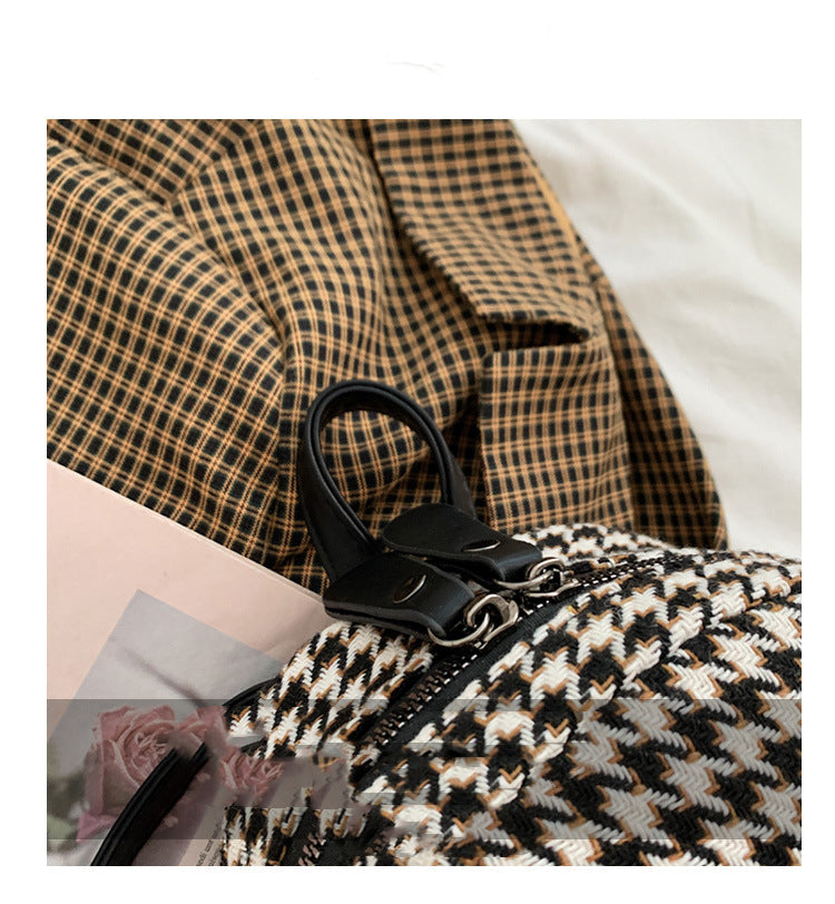 e Vintage Trendy Plaid Print Pu Leather Mini Backpacks