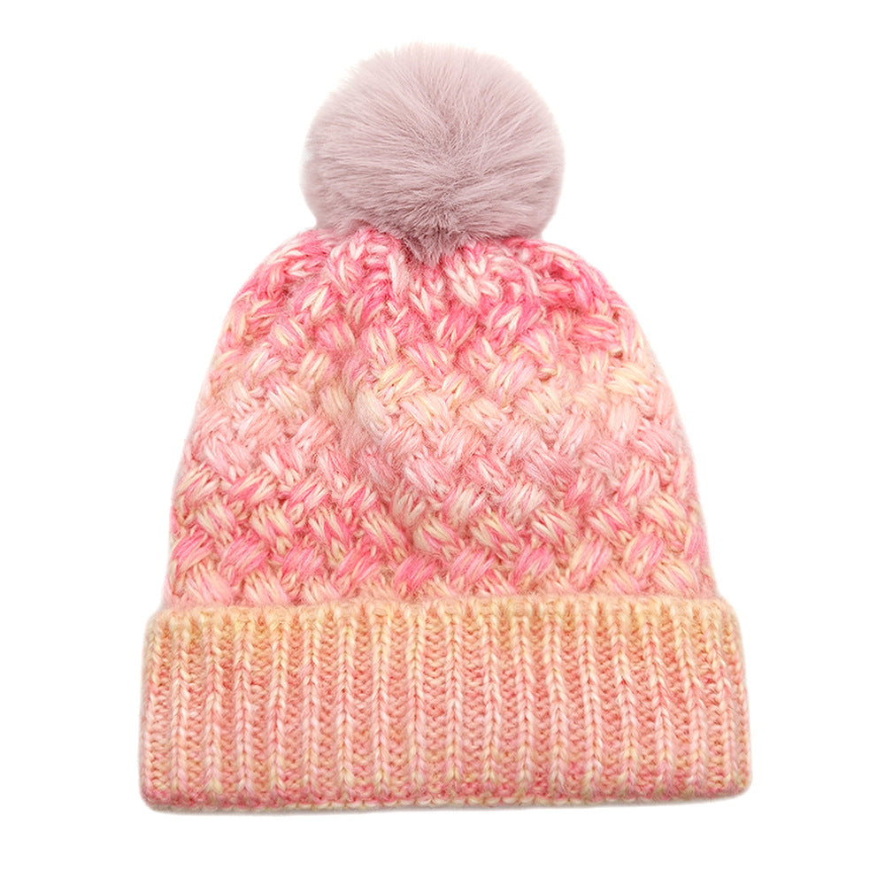 Cold-proof Woolen Cap Female Fleece-lined Thermal Knitting