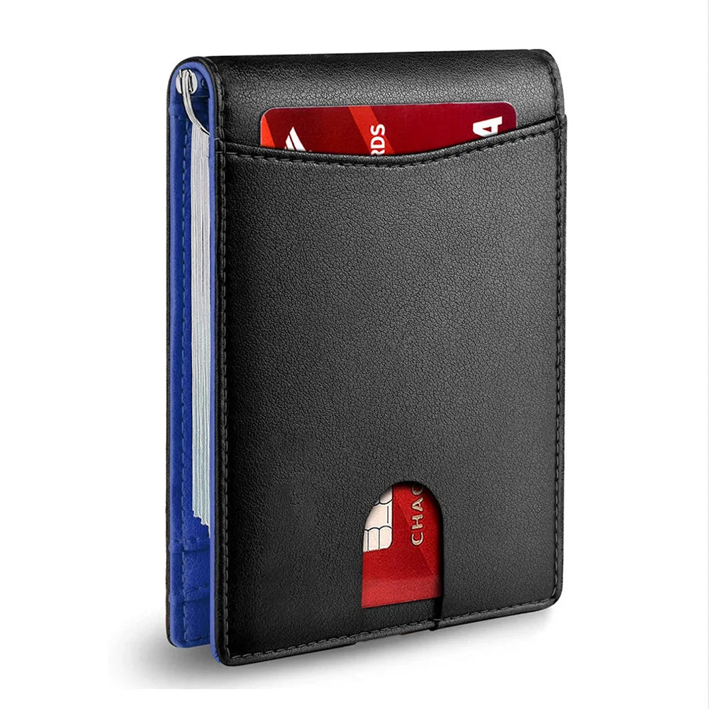 Slim Wallets for Men - Leather Money Clip Mens Wallet - RFID Blocking Front Pocket Bifold Wallet - Minimalist Credit Card Holder