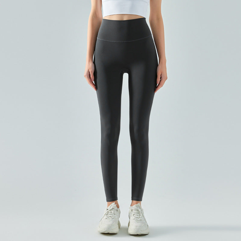 Nude Feel High Waist Belly Contracting Yoga Pants Double-sided Brushed Fitness