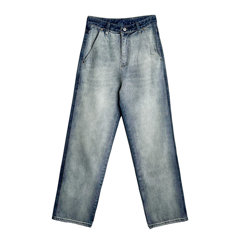 Street Retro Design Sense Colorblock Tie-dye Jeans For Og Bag