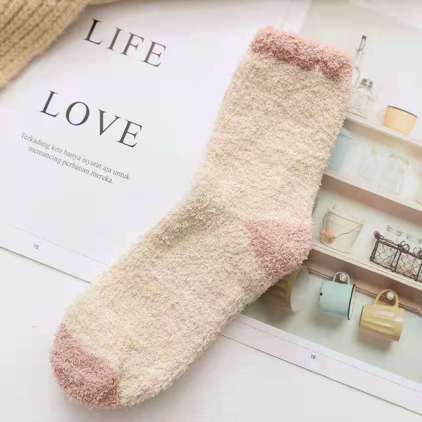 Color Twist Coral Fleece Winter Tube Socks