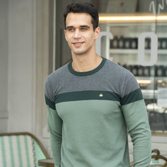 Mønsterstrikket langærmet herresweater
