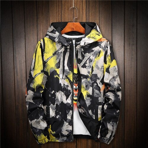 Fashion Camouflage Two Sided Top Hooded Slim Sports Thin Coat